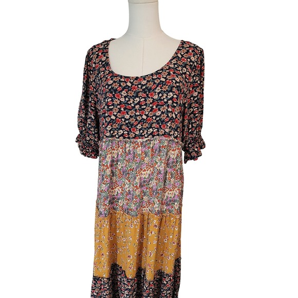 Natural Life Floral Tiered‎ Maxi Dress Cottagecore Bohemian Boho Casual Women - Picture 4 of 8